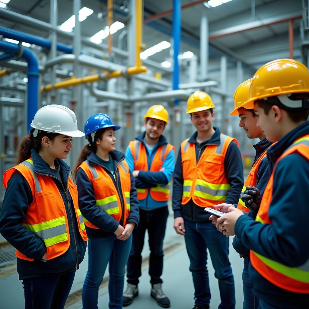 Visita técnica a refinería con grupo de estudiantes